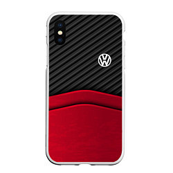 Чехол iPhone XS Max матовый Volkswagen: Red Carbon, цвет: 3D-белый