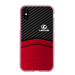 Чехол iPhone XS Max матовый Lexus: Red Carbon, цвет: 3D-розовый