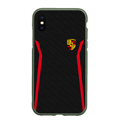 Чехол iPhone XS Max матовый Porsche: Sport Edition, цвет: 3D-темно-зеленый