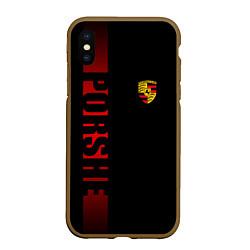 Чехол iPhone XS Max матовый Porsche: Red Line, цвет: 3D-коричневый