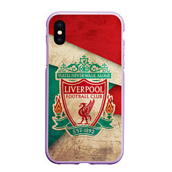 Чехол iPhone XS Max матовый FC Liverpool: Old Style, цвет: 3D-сиреневый