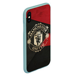 Чехол iPhone XS Max матовый FC Man United: Old Style, цвет: 3D-мятный — фото 2