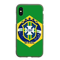 Чехол iPhone XS Max матовый CBF Brazil, цвет: 3D-темно-зеленый