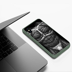 Чехол iPhone XS Max матовый Экзоскелет, цвет: 3D-темно-зеленый — фото 2