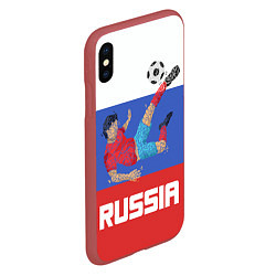 Чехол iPhone XS Max матовый Russia Footballer, цвет: 3D-красный — фото 2