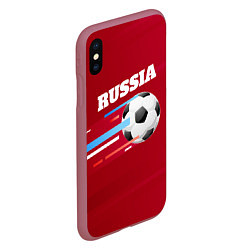 Чехол iPhone XS Max матовый Russia Football, цвет: 3D-малиновый — фото 2