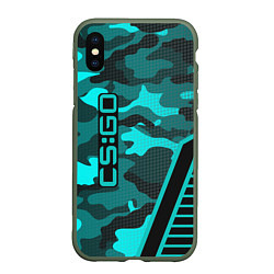 Чехол iPhone XS Max матовый CS:GO Blue Camo, цвет: 3D-темно-зеленый