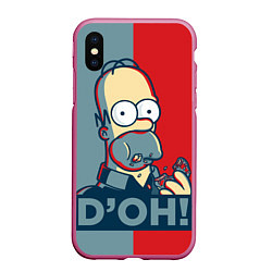 Чехол iPhone XS Max матовый Homer Simpson DOH!, цвет: 3D-малиновый