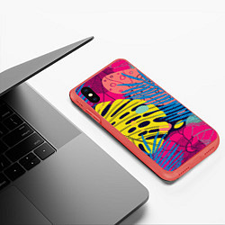 Чехол iPhone XS Max матовый Тропическая мода, цвет: 3D-красный — фото 2