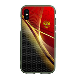 Чехол iPhone XS Max матовый RUSSIA SPORT: Gold Collection, цвет: 3D-темно-зеленый