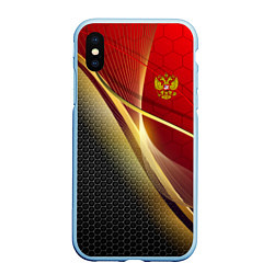 Чехол iPhone XS Max матовый RUSSIA SPORT: Gold Collection, цвет: 3D-голубой