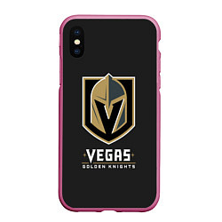 Чехол iPhone XS Max матовый Vegas: Golden Knights, цвет: 3D-малиновый