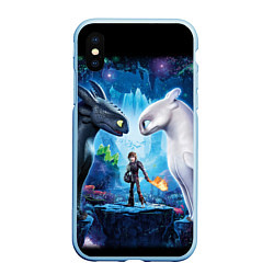 Чехол iPhone XS Max матовый Как приручить дракона, цвет: 3D-голубой