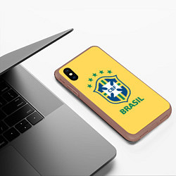 Чехол iPhone XS Max матовый Brazil Team, цвет: 3D-коричневый — фото 2