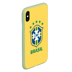 Чехол iPhone XS Max матовый Brazil Team, цвет: 3D-салатовый — фото 2