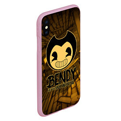 Чехол iPhone XS Max матовый Black Bendy, цвет: 3D-розовый — фото 2