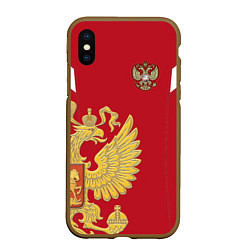 Чехол iPhone XS Max матовый Сборная России: эксклюзив, цвет: 3D-коричневый