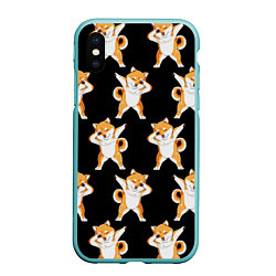 Чехол iPhone XS Max матовый Foxes Dab, цвет: 3D-мятный