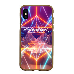 Чехол iPhone XS Max матовый Cyberpunk 2077: Neon Lines, цвет: 3D-коричневый