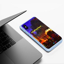 Чехол iPhone XS Max матовый Cyberpunk 2077: Night City, цвет: 3D-голубой — фото 2