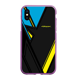 Чехол iPhone XS Max матовый Cyberpunk 2077: Sport, цвет: 3D-фиолетовый