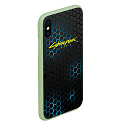 Чехол iPhone XS Max матовый Cyberpunk 2077: Blue Carbon, цвет: 3D-салатовый — фото 2