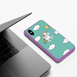 Чехол iPhone XS Max матовый Unicorns Love, цвет: 3D-фиолетовый — фото 2