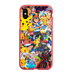 Чехол iPhone XS Max матовый Pokemon Bombing, цвет: 3D-красный