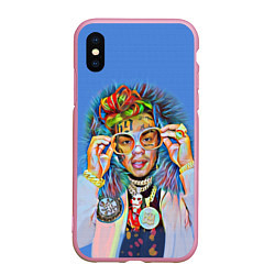 Чехол iPhone XS Max матовый 6IX9INE SWAG, цвет: 3D-розовый