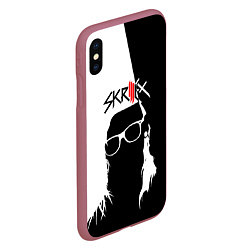 Чехол iPhone XS Max матовый Skrillex: Black & White, цвет: 3D-малиновый — фото 2