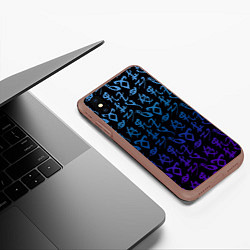 Чехол iPhone XS Max матовый Blue Runes, цвет: 3D-коричневый — фото 2