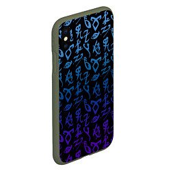 Чехол iPhone XS Max матовый Blue Runes, цвет: 3D-темно-зеленый — фото 2