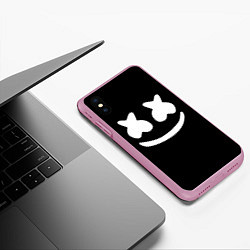 Чехол iPhone XS Max матовый Marshmello: Black Face, цвет: 3D-розовый — фото 2