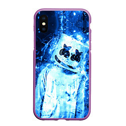 Чехол iPhone XS Max матовый Marshmello: Blue Liquid, цвет: 3D-фиолетовый