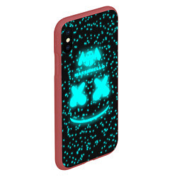 Чехол iPhone XS Max матовый Marshmello: Blue Fireflies, цвет: 3D-красный — фото 2