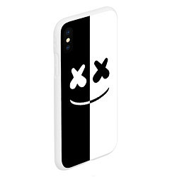 Чехол iPhone XS Max матовый Marshmello: Black & White, цвет: 3D-белый — фото 2