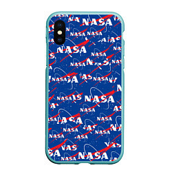 Чехол iPhone XS Max матовый NASA: Logo Pattern, цвет: 3D-мятный