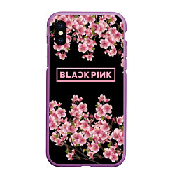 Чехол iPhone XS Max матовый Black Pink: Delicate Sakura, цвет: 3D-фиолетовый