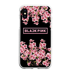 Чехол iPhone XS Max матовый Black Pink: Delicate Sakura, цвет: 3D-белый