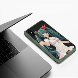 Чехол iPhone XS Max матовый Hatsune Miku, цвет: 3D-темно-зеленый — фото 2