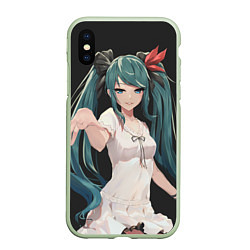 Чехол iPhone XS Max матовый Hatsune Miku, цвет: 3D-салатовый