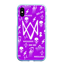 Чехол iPhone XS Max матовый Watch Dogs 2: Violet Pattern, цвет: 3D-голубой