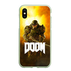 Чехол iPhone XS Max матовый DOOM: Soldier, цвет: 3D-салатовый