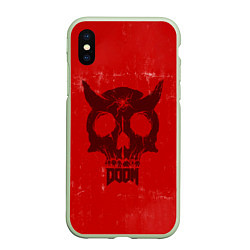 Чехол iPhone XS Max матовый DOOM: Devil Skull, цвет: 3D-салатовый