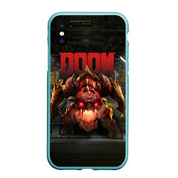 Чехол iPhone XS Max матовый DOOM: Pinky Monster, цвет: 3D-мятный