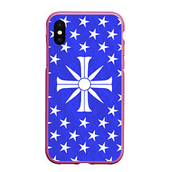 Чехол iPhone XS Max матовый Far Cry 5: Blue Cult Symbol, цвет: 3D-малиновый