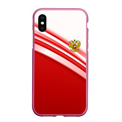 Чехол iPhone XS Max матовый Россия: красная волна, цвет: 3D-малиновый