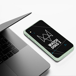 Чехол iPhone XS Max матовый Watch Dogs 2: Tech Geometry, цвет: 3D-салатовый — фото 2