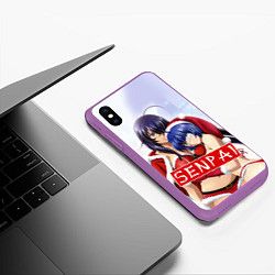 Чехол iPhone XS Max матовый Senpai Love, цвет: 3D-фиолетовый — фото 2