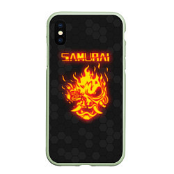 Чехол iPhone XS Max матовый Cyberpunk 2077: SAMURAI, цвет: 3D-салатовый